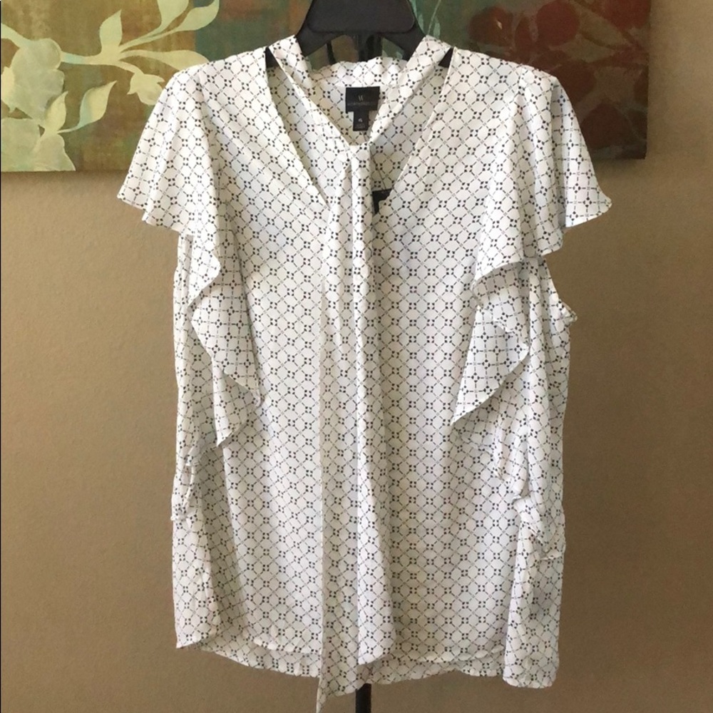 White/Black Lattice Floral Blouse